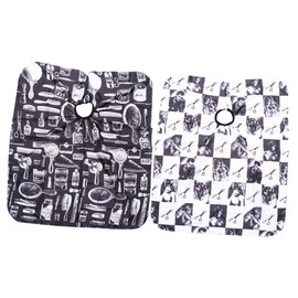 Healvian 2pcs Hairdressing Cloak Salon Cape Polyester Apron for Hair Cutting Dyeing Perming Durable Static Design for Stylists Barbers Black White