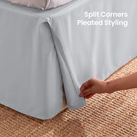 Shashure Bedding Bed Skirt for Queen Size,100% Cotton Blend Fabric Split Corner Bed Skirt & Premium Tailored fit, 1pc Bedskirt Queen Size 12" Drop Length, Color- Silver Gray