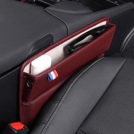 ASUBHA Car Seat Gap Filler, Premium Leather Car Seat Gap Filler Organizer, Car Box Organizers and Storage for Glasses Phones Keys and Cards, Universal Car Interior Accessories for Car SUV Truck