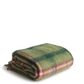Vera Bradley Women's Wool Blend Woven Throw, Vineyard Green & Burgundy Plaid