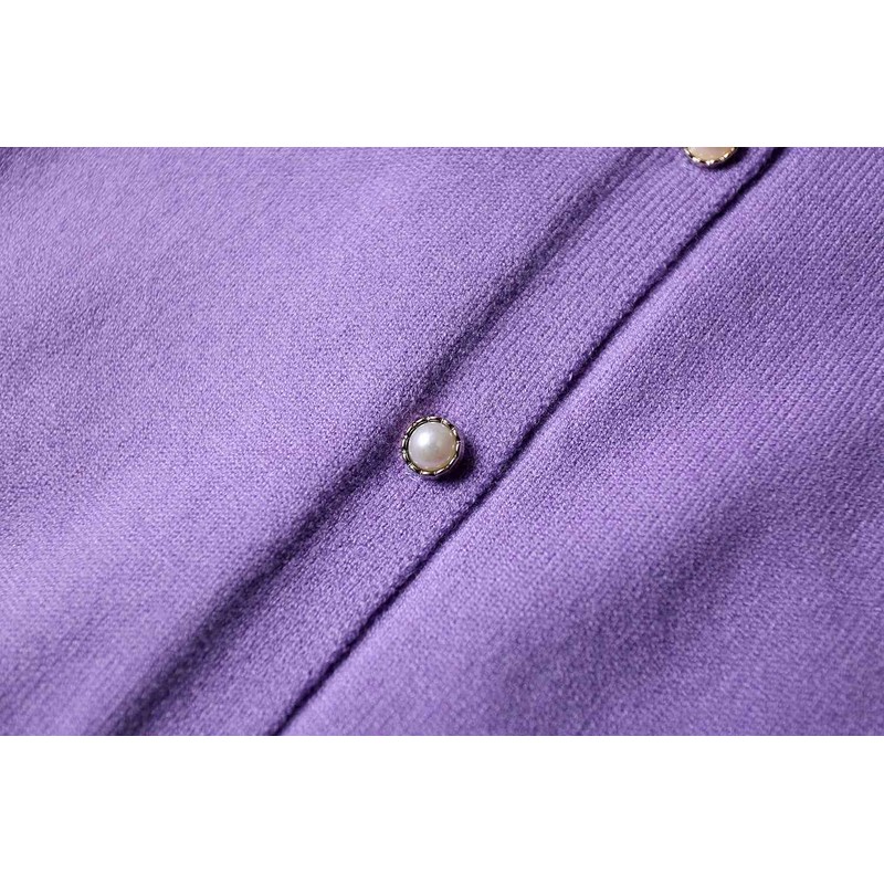 SMILING PINKER Little Girls Crewneck Cardigans Button Knitted Uniform Sweaters(4-5T,Purple)