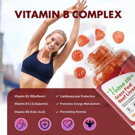 Grass Fed Beef Liver Supplement, Organic Grassfed Beef Liver Gummies for Women, Natural Iron, Vitamin A & B12, Boost Energy and Immunity, Non-GMO, Gluten Free, 60 Counts