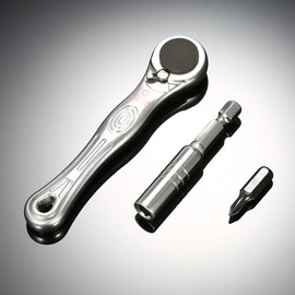 PENGGONG 12pcs Mini Ratchet Wrench Close Quarter Ratcheting Screwdriver Bits Set with 1/4" Drive