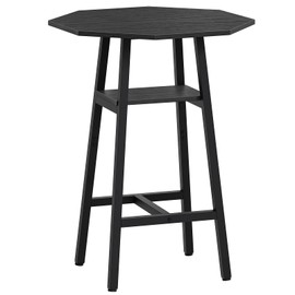 YATINEY Bar Table, Small Pub Table, 2-Tier with Storage, Octagonal Counter Pub Table with Top Particleboard and Sturdy Metal Support for Living Room, Dining Room, Home Bar, Cafe, Black BT07BB