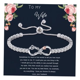 Btysun Valentines Day Gifts for Wife Infinity Bracelets for Women Heart Rose Charm I Love You Gifts for Her Wife Valentines Day Gifts Sweet Wife Birthday Gift Ideas Anniversary Mothers Day Jewelry