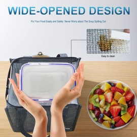 iknoe Lunch Bag Insulated Lunch Bags for Women & Men, 9L Reusable Lunch Tote, Portable Adult Thermal Large Lunch Cooler for Work Picnic Beach (Plain Grey)