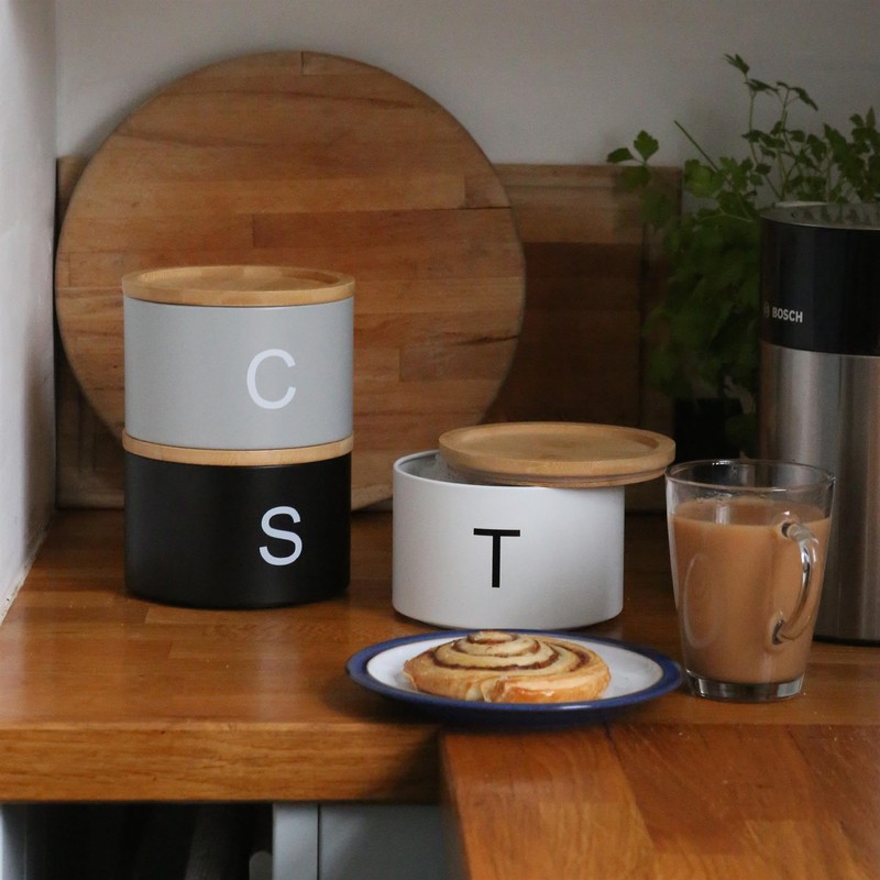 Harbour Housewares Stackable Tea Coffee Sugar Canisters with Bamboo Lids