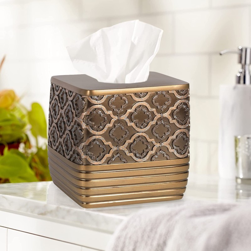 Popular Bath Tissue Box, Spindle Collection, Gold