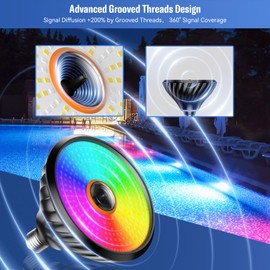 MORSEN Pool Light Bulb - 120V 70W LED Pool Lights for Inground Pools, RGB Color-Changing & Remote Control, Enhanced Signal Coverage, E26/E27 Replacement for Pentair & Hayward,Black