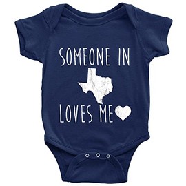 Someone in Texas Loves Me Super Cute Boys and Girls Universal Short Sleeve Bodysuits Navy