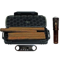 Cigar Lovers Humidor Combo – 5 & 15 Count Humidor with V-Cutter & Cigar Save it – Ultimate Premium Storage & Portable Travel Cigar Box Travel Set (FESS F5 Combo)