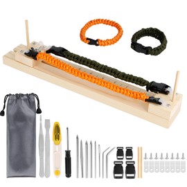 Ledoo Wooden Paracord Bracelet Jig, 20 Pieces Adjustable Paracord Jig Bracelet Maker, Paracord Accessories Weaving Wooden Frame Steel Paracord Needle for Paracord Bracelet Making