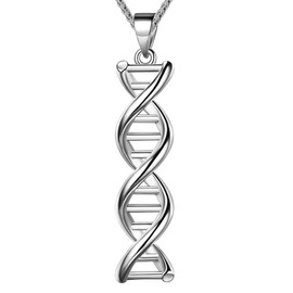 beautlace DNA Double Helix Chemistry Science Molecule Biology Necklace Silver Plated DNA Pendant Jewelry for Women KP0049W