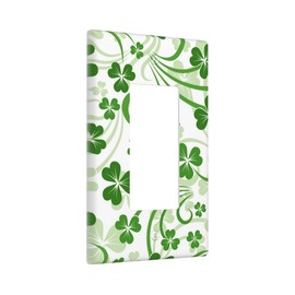 Pznen Shamrock Leaves Green 1 Gang Single Decorator GFCI/Rocker Wall Plate St Patrick's Day Lucky Leaf Electrical Outlet Decorative Receptacle Cover Light Switch