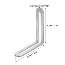 sourcing map 6Pcs Adjustable L-Shape Corner Brace with Slot, 3.15 x 3.15 Inch Stainless Steel Slotted Right Angle Corner Bracket for Wooden Furniture Cabinet, Silver