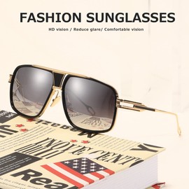 Kimorn Sunglasses For Men and women Retor Goggle Metal Frame Sun Glasses k0336 (Gold&Silver)