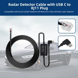 ZDHQLHJ USB-C to RJ11 Radar Detector Cable, Type C to RJ11 Replacement Radar Detectors Power Cable, Compatible with Uniden R1 R3 R7 Escort Passport Beltronics Cobra Radenso XP (4.9FT/1.5M)