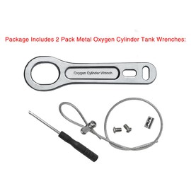 iGuerburn 2 Pack Small Heavy Duty Metal Oxygen Cylinder Tank Wrench O2 Key with Lanyard Cable Chain for CGA 870 Standard Post Valves for Sizes M2 A(M4) B(M6) ML6 C(M9) D(M15) JD(M22) and E(M24)