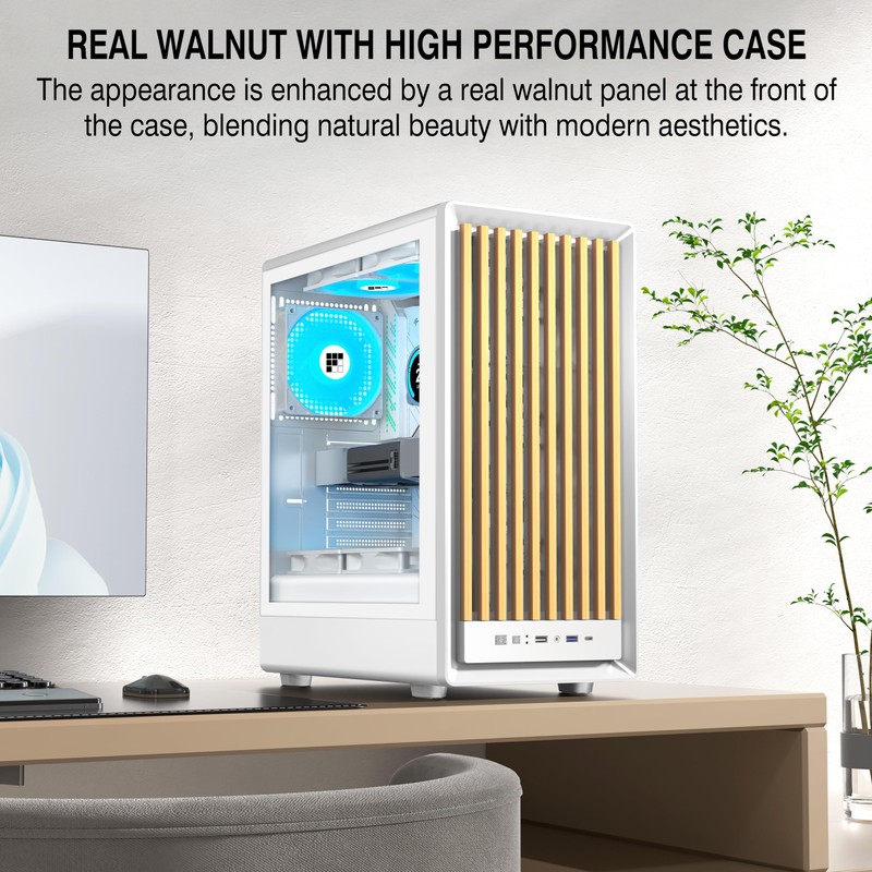 FOIFKIN M1 PC Case -Walnut Front pane Pre-Installed 4 PWM