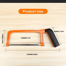 Junior Hacksaw – 300mm / 6-Inch Mini Hacksaw with 5 High Carbon Steel Blades – Lightweight, Rust-Resistant Saw for Wood, Metal & DIY – Compact Aluminium Frame (Orange)