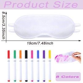 NganSuRong Sleepover Party Supplies for Girls, DIY Color Your Own Eye Mask with 8 PCS Fabric Marker Pens, White Blindfold Slumber Eye Covering for Travel Game Sleepover Party Supply (12PCS White)