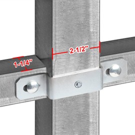 GBGS 6 Pcs Square Tube Fence Line Rail Bracket,2-1/2" x 2-1/2" Post to 1-1/4" Line Rail Connector,3 Way Split Square Tube Fitting Fence Guardrail Chain Link Clamp
