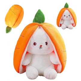 Eymobad Easter Bunny Plush Toy, Rabbit Plush Toy Hide, Flip Plush Toy, 25 cm Bunny Stuffed Animal, Easter Bunny Stuffed Plush Toy, Creative Plush Toy Gift - Carrot