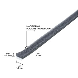 M-D Building Products 02071 1/4 in. x 1/2 in. x 17 ft. Gray Economy Foam Window Seal for Medium Gaps