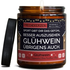 Lustige Duftkerze mit Spruch zu Weihnachten | Handgemacht aus Sojawachs | In Geschenkbox | Nachhaltiges Weihnachts Geschenk Idee Deko Tischdeko Dekoration |Glühwein