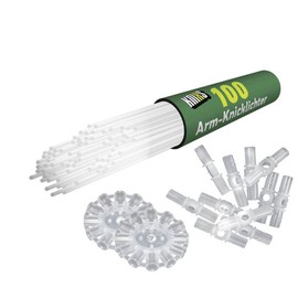 KNIXS 1000 x Arm Glow Sticks - Glacier White/White Luminous Includes 1000 x 3D Connectors and 20 x Ball Connectors and 7 Hole Connectors, Professional Quality for 15 Years, Glowstick / Glow Stick -