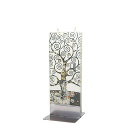 Flatyz Hand Painted Flat Candle - Gustav Klimt Tree of Life Artwork | Unscented, Dripless, Smokeless, Decorative | Unique Gift Idea and Home Décor Accent