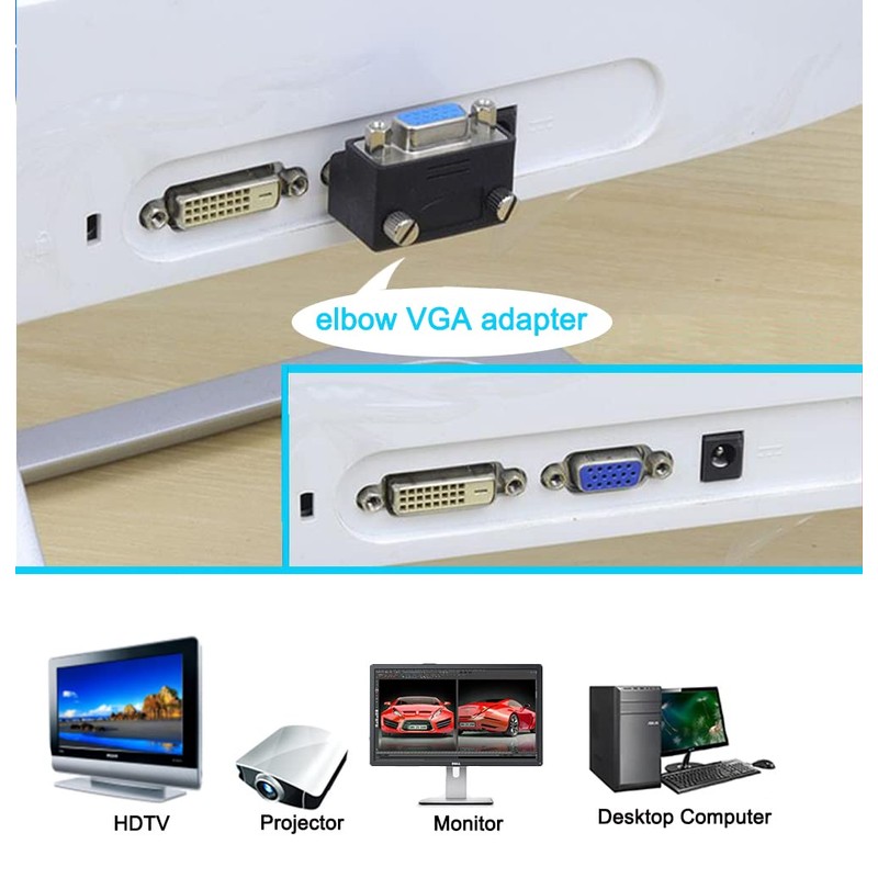 DTECH 90 Degree VGA Right Angle Adapter 15 Pin Male