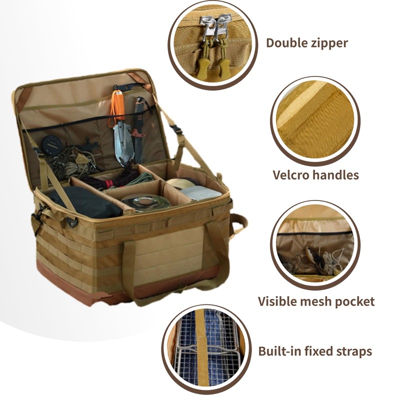 Tactical Camping Storage Bag, 30L Collapsible Bag with 3 Adjustable