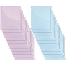 A4 Binder Dividers with Pockets - Plastic 12-Tab Binder Dividers with Pocket - Pocket Dividers for 3-Ring Binders - 12-Tab Divider for Folder Organizer (Purple & Blue)