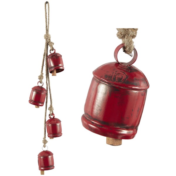 Deco 79 Metal Decorative Cow Bells Tibetan Inspired with 4
