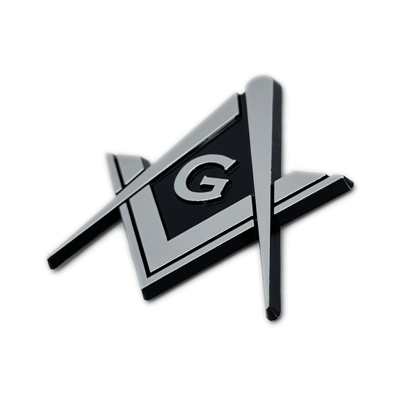 Mason Square Compass Chrome Emblem