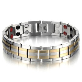 COOLSTEELANDBEYOND Steel Mens Jewelry Energy Link Bracelet with Free Link Removal Kit(CA)