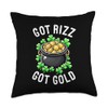 Got Rizz Got Gold Shamrock St. Patrick's Day Throw Pillow