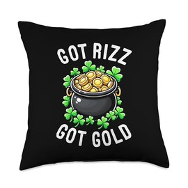Got Rizz Got Gold Shamrock St. Patrick's Day Throw Pillow