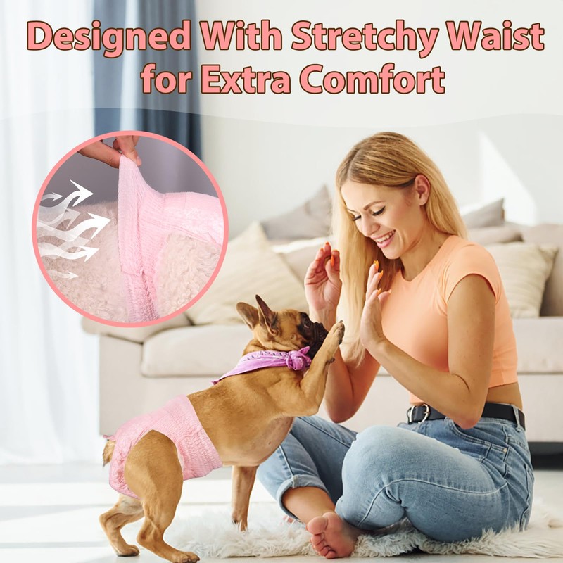 Ambreview Disposable Dog Diapers Female, Just Pull It Up, Doggie