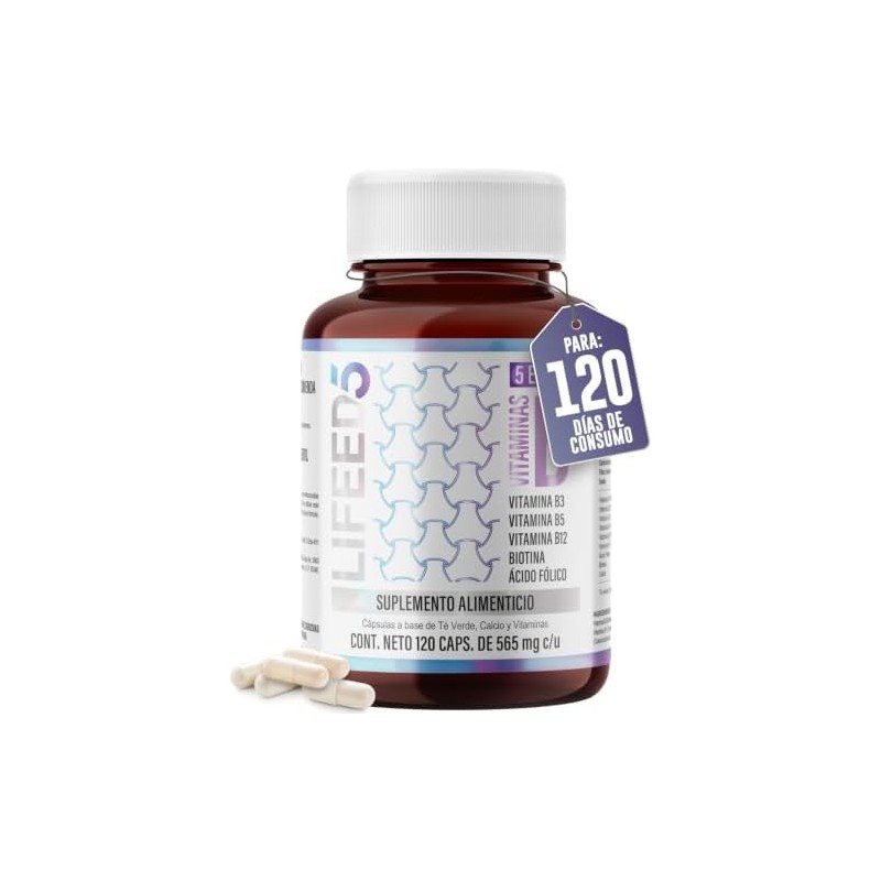 LIFEED5 Complejo B Vitaminas B1, B2, B3, B5, B6, B12