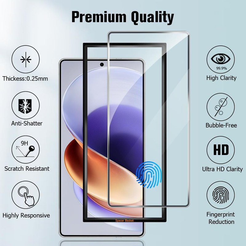SunColorful 4 Pack Galaxy S25 Ultra Screen Protector,Full Coverage,9H Hardness