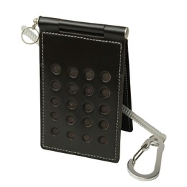 HERBE Pass Case, 4 Side Storage, Coil Strap, Rotatable, Made in Japan, Dotted Hole Pass Case, Dark Brown