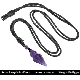 KYEYGWO Natural Amethyst Crystal Necklace for Women Men, Clear Quartz Pendant Spiritual Jewellery with Adjustable Rope