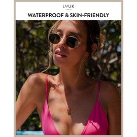 LUUK LIFESTYLE Stainless steel necklace with T-Coin pendant, for formal occassions and modest everyday look, chic and trendy, non tarnish, rosé