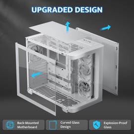 darkFlash ATX Mid-Tower Gaming PC Case, Back Plug-in BTF Motherboard, with 4 ARGB Fans Computer Case, Full View Curve Glass Dual-Chamber PC Case, Type C Port, Supports Dual 360mm AIO, White(DPW90)
