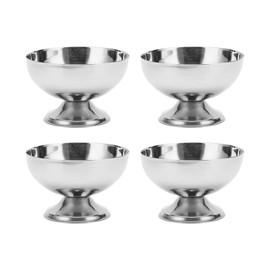 Metal Dessert Bowl, Set of 4, Widely Used Ice Cream Metal Cup Food Grade Stainless Steel with Forks for Party