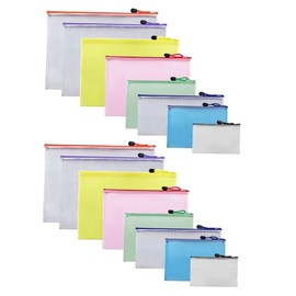 FUNOMOCYA 16pcs Zipper Mesh Document Pouches Multi File Bags for Organizing Office Supplies Travel Accessories and Daily Essentials to Random Colors