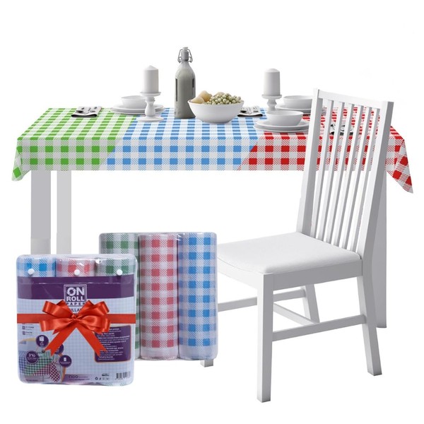 On Roll Paper Label 30 Pack Checkered Tablecloth | Disposable