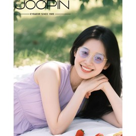 Joopin Men's Sunglasses, Polarized Round, Round, Polarized Lenses, UV 400 Protection, UV Protection, Lightweight, Fishing, Driving, Climbing, [B10] Gold/Light Purple